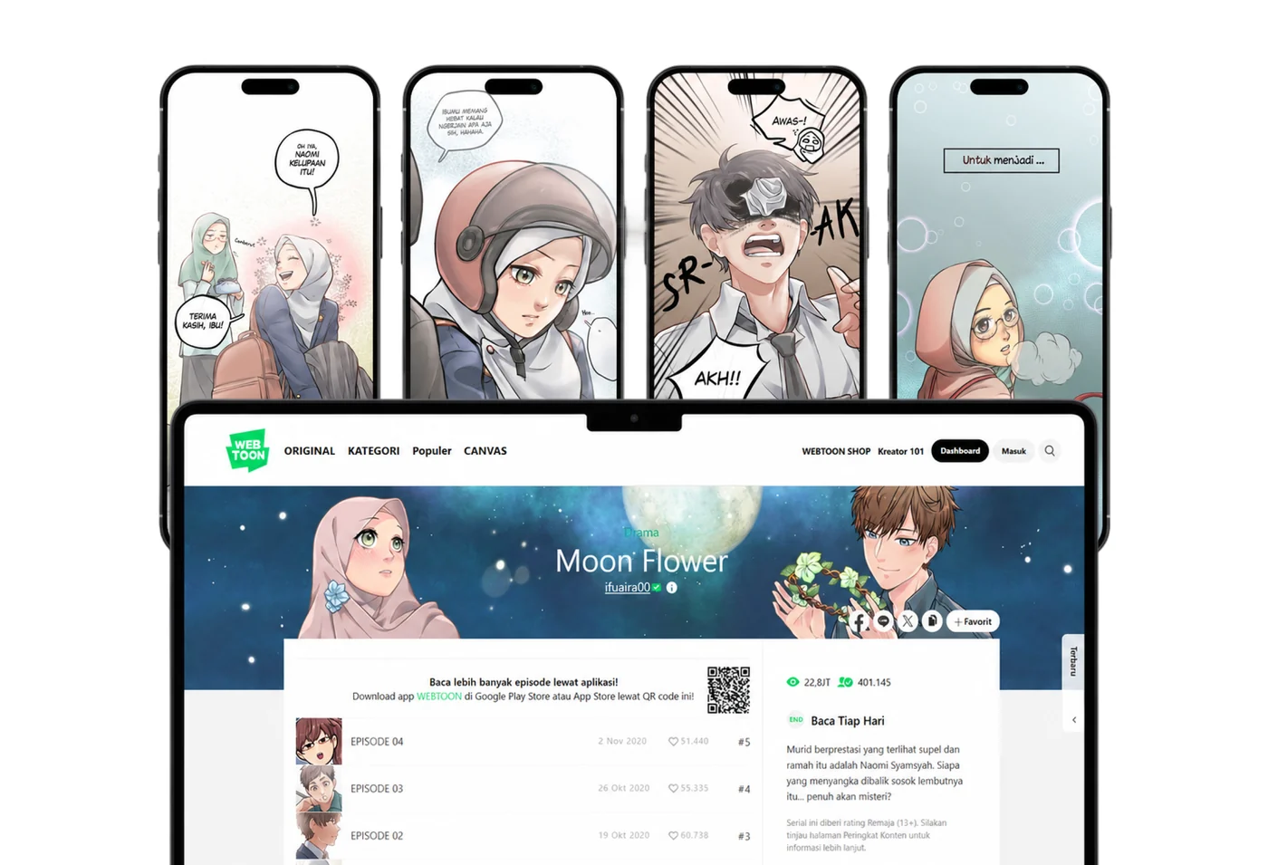 Moon Flower Webtoon pages and artwork